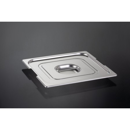 Stainless steel lid with handle and notch for GN 2/3 handles