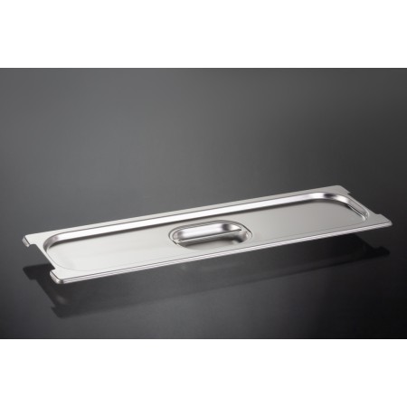 Stainless steel lid with handle and notch for GN 2/4 handles