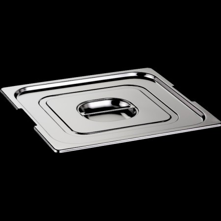 Stainless steel lid with handle and notch for GN 2/3 handles