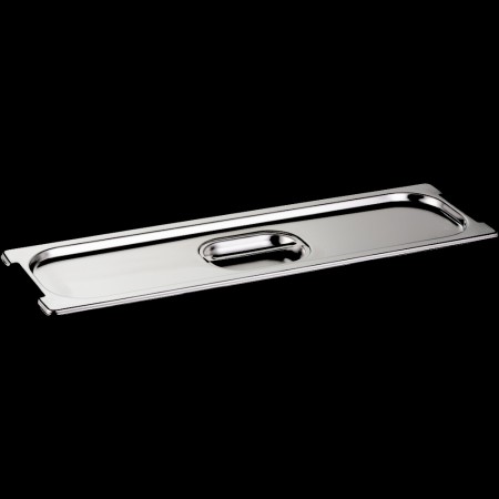 Stainless steel lid with handle and notch for GN 2/4 handles